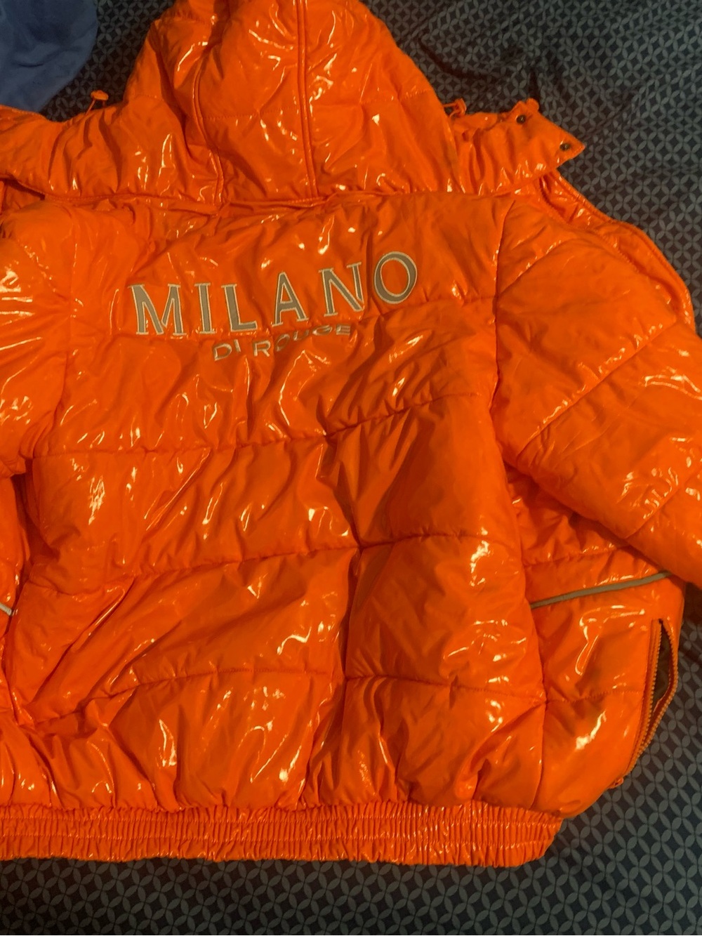 Milano Di Rouge Glossy Orange Hooded Puffer
